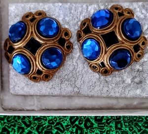 Royal Blue & Gold Earrings